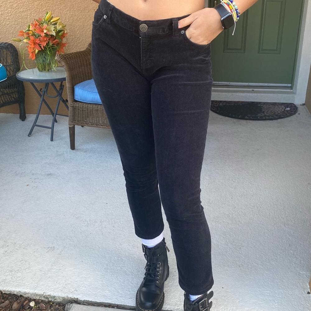 Lands End Womens Brown Black Corduroy Lowrise Skinny Jeans Size 8P EUC